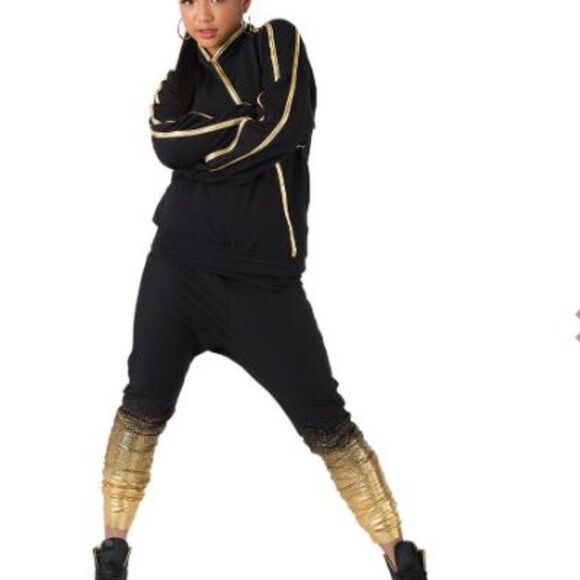 Hip Hop Dance Costume, Black & Gold, Child Large, Costume Gallery - Picture 1 of 13